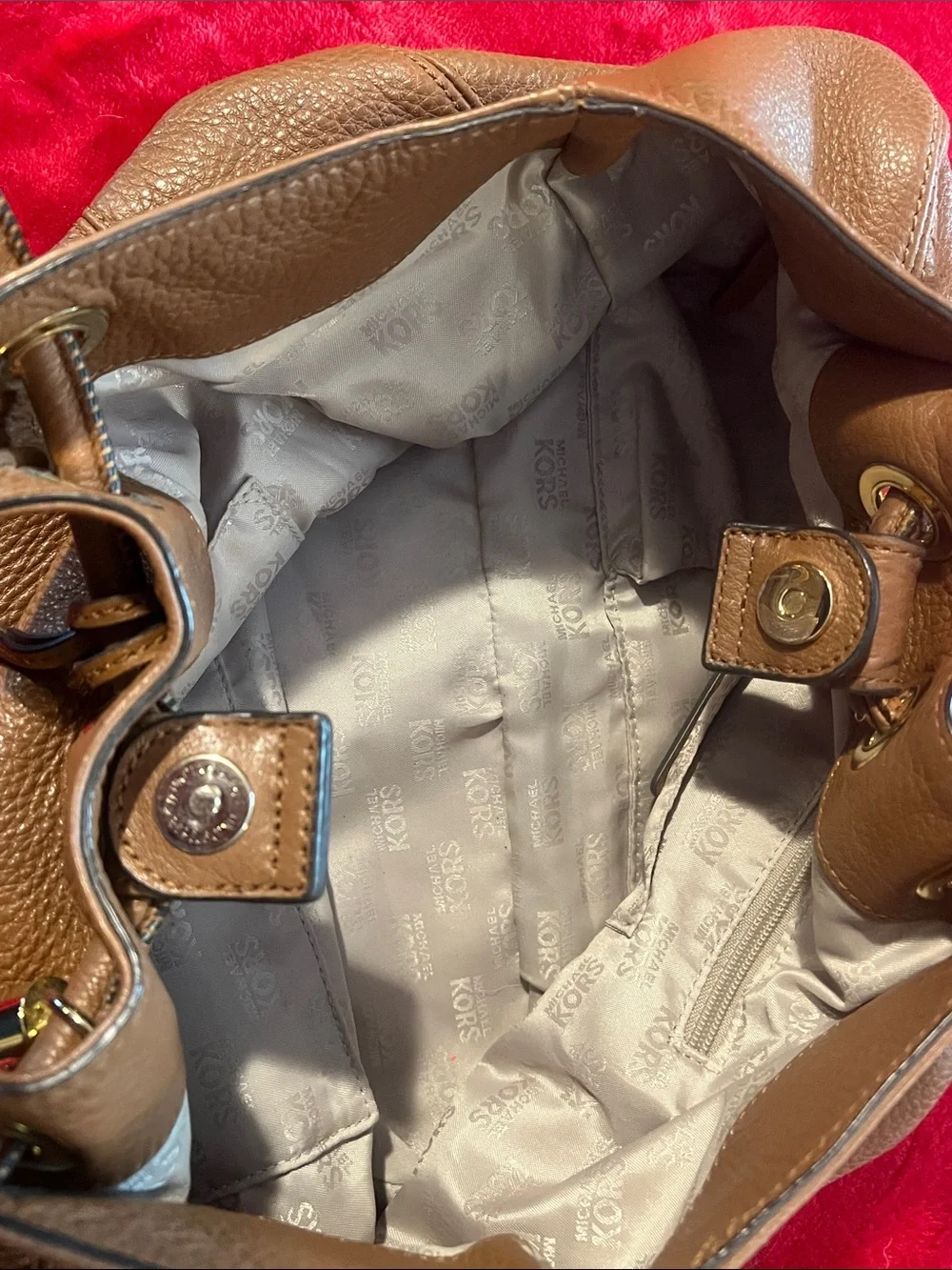 Michael Kors Brown Pebbled Leather Tassel Shoulder Bag